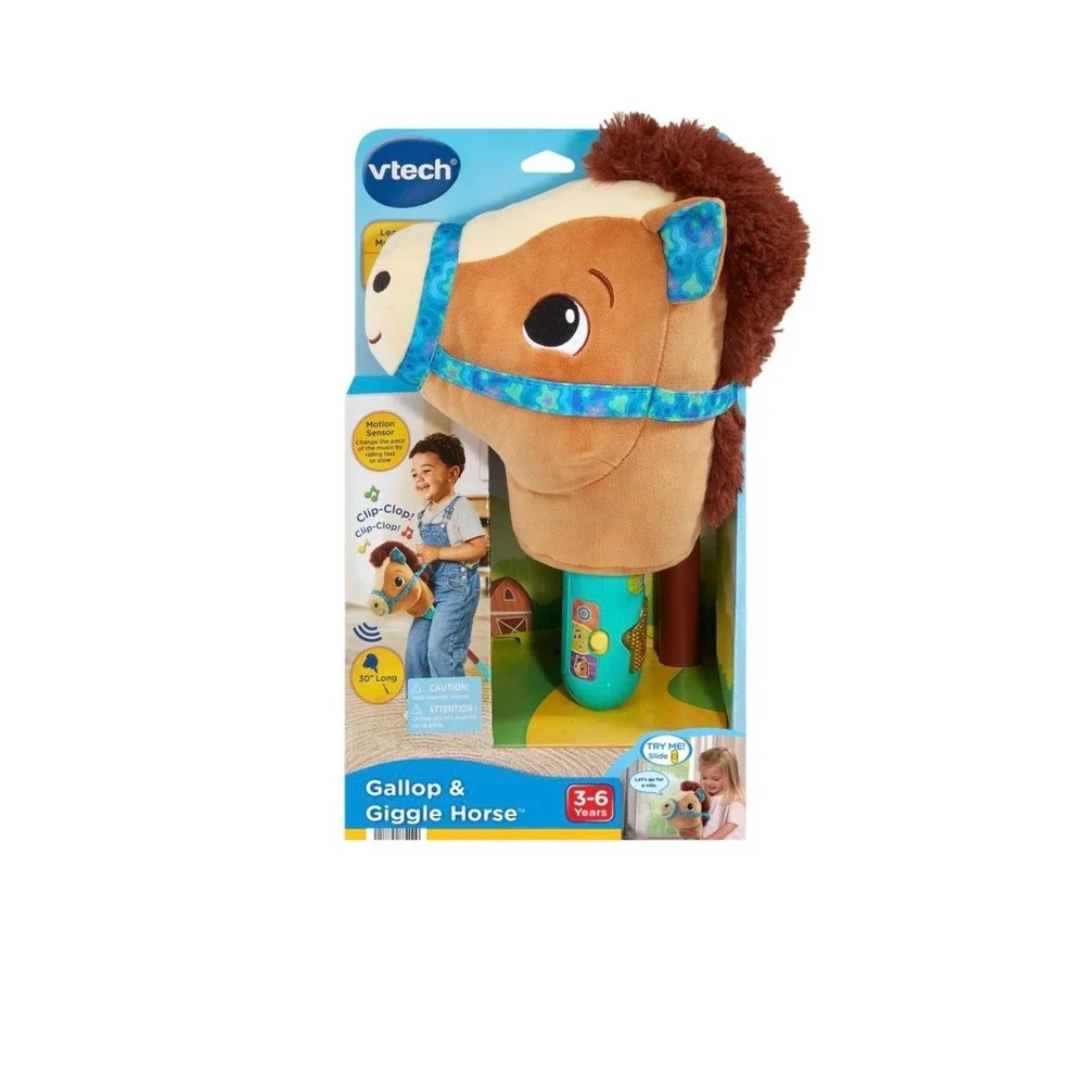 VTech Gallop & Giggle Horse Interactive Plush Stick Toy Brown 30 Inch 80-554400